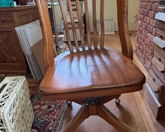Vintage Oak Swivel Desk Chair by Johnson Chair Co.