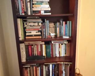 Dark Wood Bookcase with Assorted Books