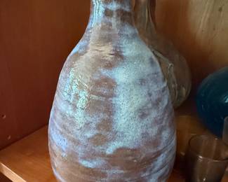 Studio Pottery Vase with Drip Glaze by ZM