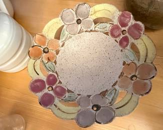 Handmade Ceramic Floral Trivet/Candle Holder