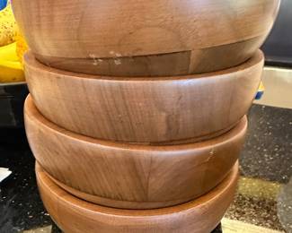 Set of Four Baribocraft Maple Wood Salad Bowls