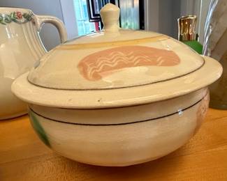 Hand-Painted Ceramic Covered Bowl by Hodaka Pottery