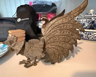 Vintage Cast Metal Fighting Rooster Figurine
