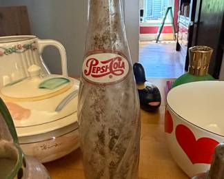 Vintage Pepsi-Cola Swirl Glass Bottle