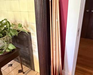 Set of Billiard Cues in Woven Basket