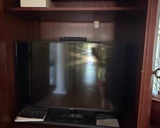 Cherry Wood Entertainment Armoire with Integrated TV