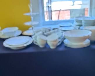 White Ceramic Dinnerware Set with Serving Pieces