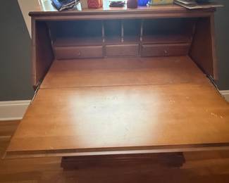 Vintage Maple Colonial Style Secretary Desk by Bassett Furniture