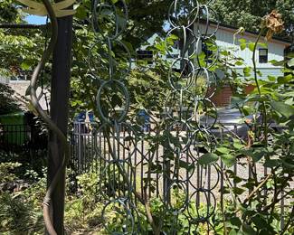 Metal Garden Trellis with Circular Motifs