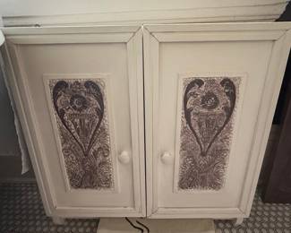 Vintage Two-Door Cabinet with Ornate Carved Panels