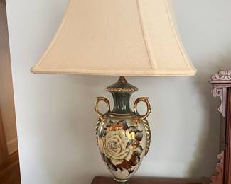 Vintage Capodimonte Style Porcelain Urn Lamp with Floral Motif