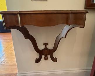 Vintage Carved Walnut Wall Mounted Console Table