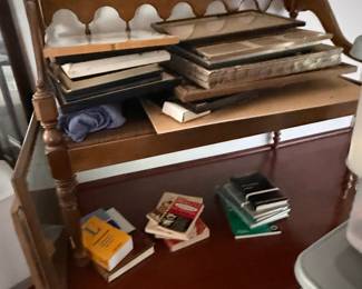Vintage Mahogany Etagere with Turned Posts and Scalloped Top