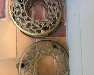 Ornate Brass Plant Stands (Set of 2)
