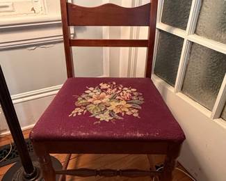 Vintage Needlepoint Upholstered Side Chair