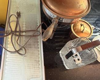 Vintage Bosch Electric Griddle with Copper Pot and Glass Ice Bucket