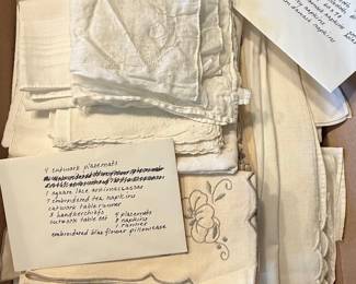 Vintage Madeira Embroidered Linen Table Linens and Napkins Set