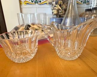 Indiana Glass Diamond Point Creamer and Sugar Bowl Set