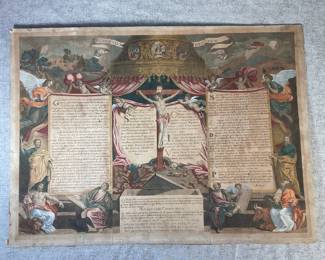 18th C Etching Pierre Drevet Catholic Crucifixion 