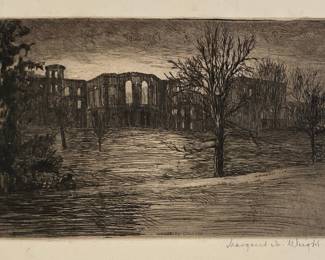 Margaret Wright Etching of Wellesley Women’s College New England