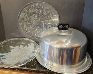 Regal Ware Aluminum Cake Carrier  Glass Cake Plates