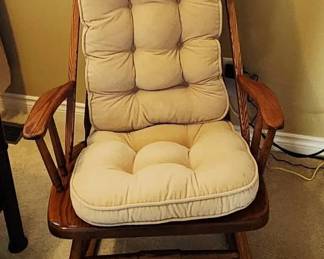 Oak Rocking Chair with Cushions