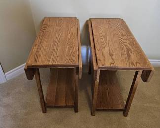 Two Small Oak Drop Leaf Tables 
