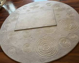 Round Tan Rug  Rectangle Rug 