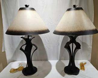 Two Heavy Metal Table Lamps