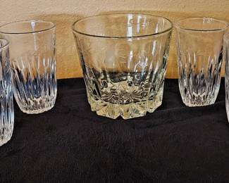 VTG Princess House Highlights Lead Crystal Ice Server  Four 12 oz. Highball Glasses
