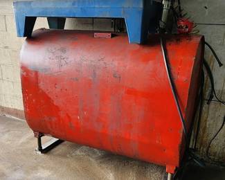 250 Gallon Oil Drum w/ Pneumatic Pump (Also included in this sale is an ADDITIONAL 250 gallon oil drum, never used)