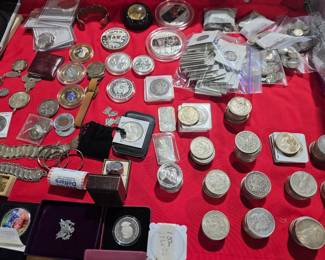 Assorted Silver coins and jewelry 