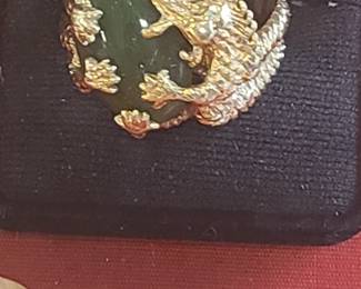 Unique 14K and Jade men's ring
