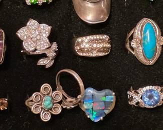 Assorted Sterling rings 