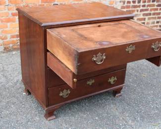 18th Century English Mahogany Dressing Chest with Fitted Top Desk / Writing Drawer
