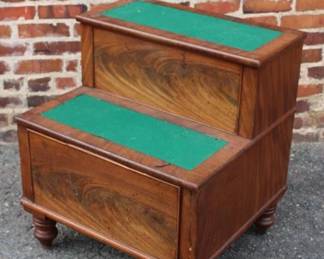 Antique Victorian Mahgoany Bed Steps Commode