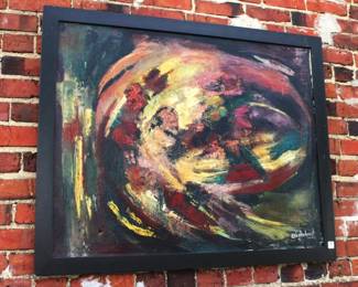 Mid 1900's Oil on Canvas A Schmidt 34.5" x 42.25 (does have a puncture on lower left side)