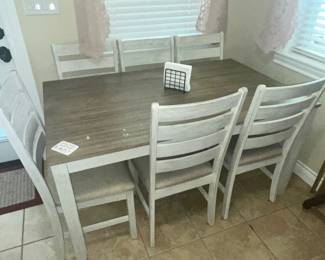 TABLE & 6 LADDERBACK CHAIRS