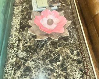 FAUX MARBLE TOP COFFEE TABLE