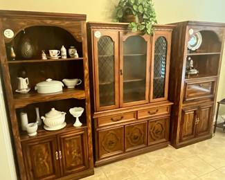 PAIR OF MATCHING WALL UNITS AND A VINTAGE CHINA CABINET