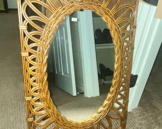 WICKER WALL MIRROR