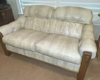 CONTEMPORARY SADDLE-ARM LOVE SEAT