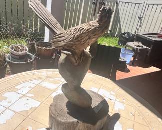 HAND CARVED WOODEN ROADRUNNER (?)