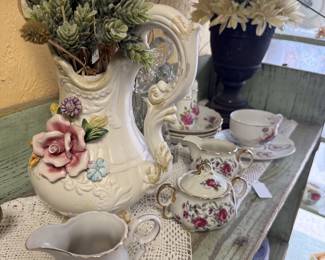 floral pitcher, tea set