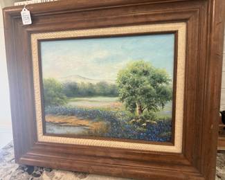 Bluebonnet Oil Landscape, Signed