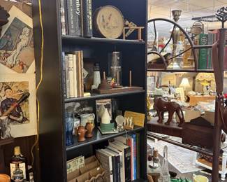 vintage books, desk tray