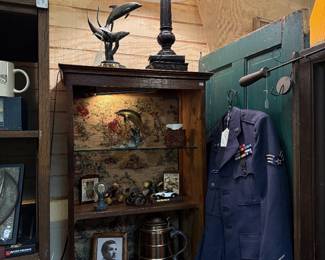 Brass Dolphins, lamp, vintage copper ice bucket