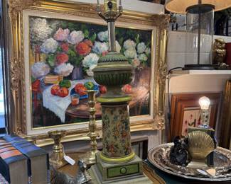 Ornate Vintage Hollywood Regency  style table lamp, 1960s or 70s 