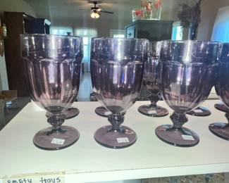 SET OF 12 VINTAGE LIBBY AMETHYST "GIBRALTER DURAFTUFF" GOBLETS
