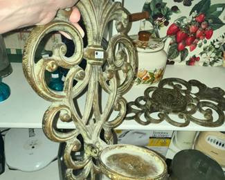 PAIR OF FOLDING CAST IRON WALL LAMP HOLDERS